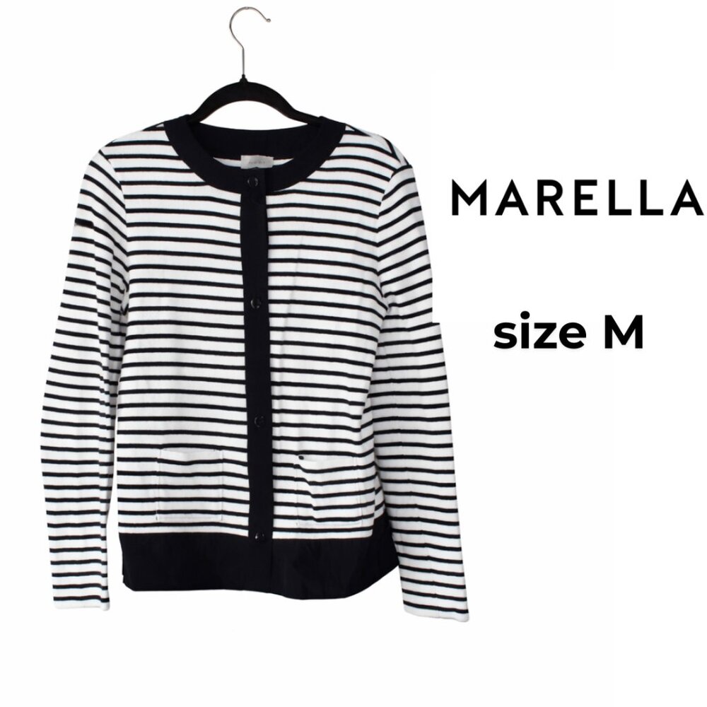 MARELLA Navy and White Striped Blazer